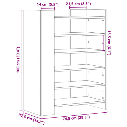 Shoe Cabinet Sonoma Oak 74.5x37.5x100 cm Engineered Wood