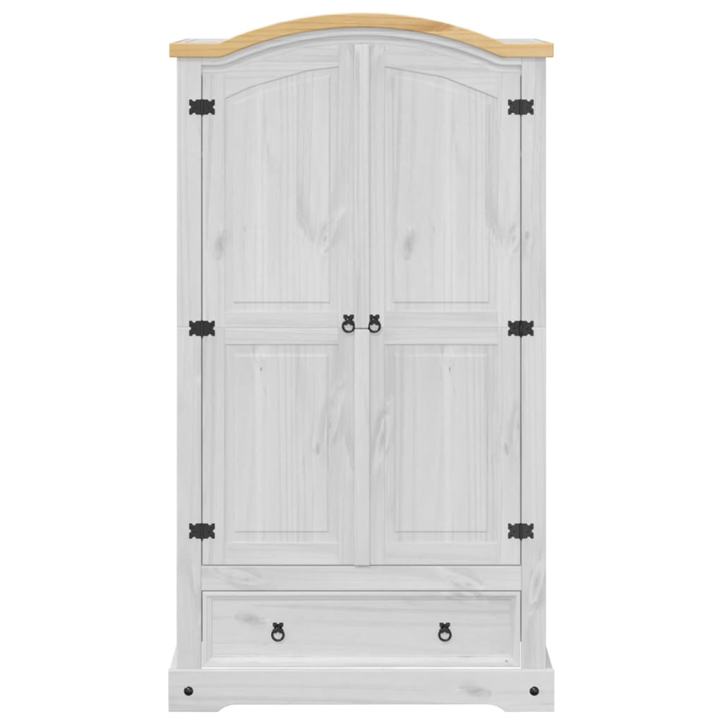 Wardrobe Corona White 102x52x186 cm Solid Wood Pine