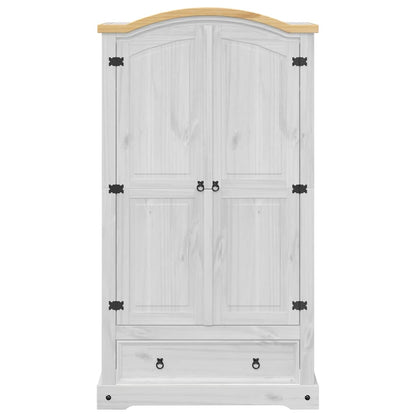 Wardrobe Corona White 102x52x186 cm Solid Wood Pine