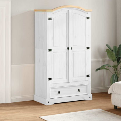 Wardrobe "Corona" White 102x52x186 cm Solid Wood Pine