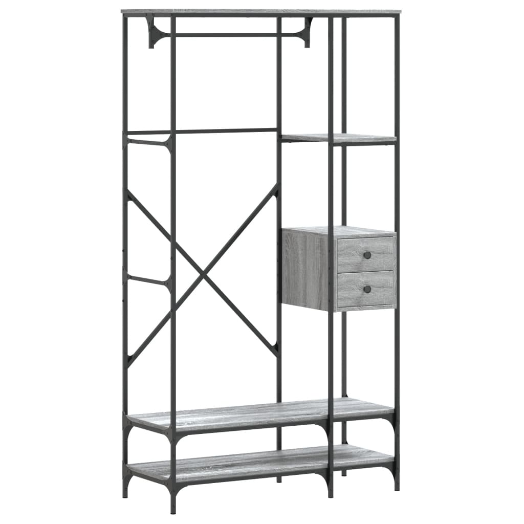 Clothes Rack with Shelves Grey Sonoma Engineered Wood