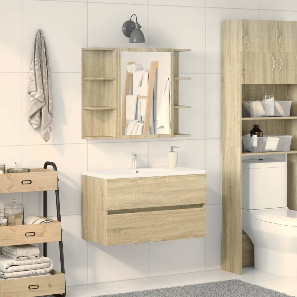 Bathroom Mirror Cabinet Sonoma Oak 80x20.5x64cm Engineered Wood