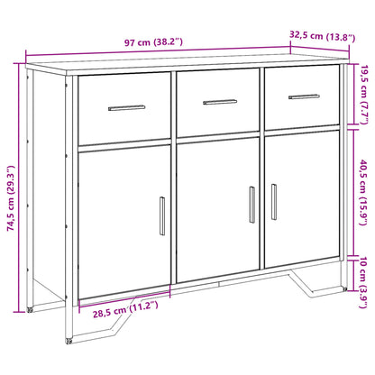 Sideboard Black 97x32.5x74.5 cm Engineered Wood