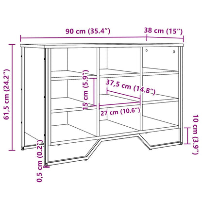 Shoe Cabinet Grey Sonoma 90x38x61.5 cm Engineered Wood