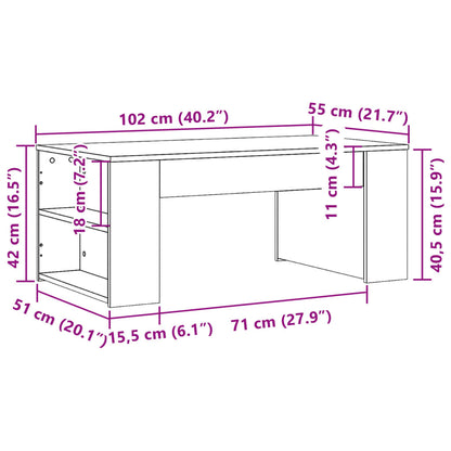 Coffee Table Grey Sonoma 102x55x42 cm Engineered Wood