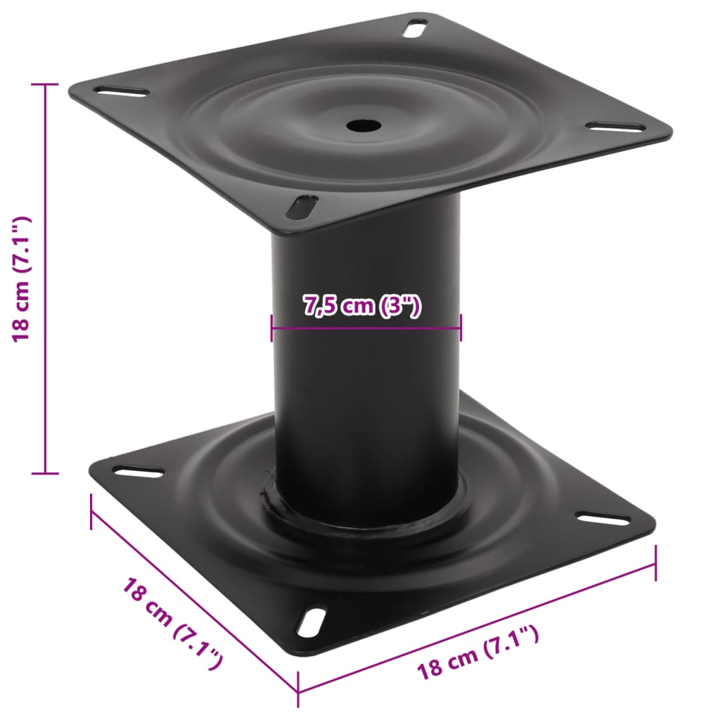 Boat Seat Pedestal Black 18 cm Steel