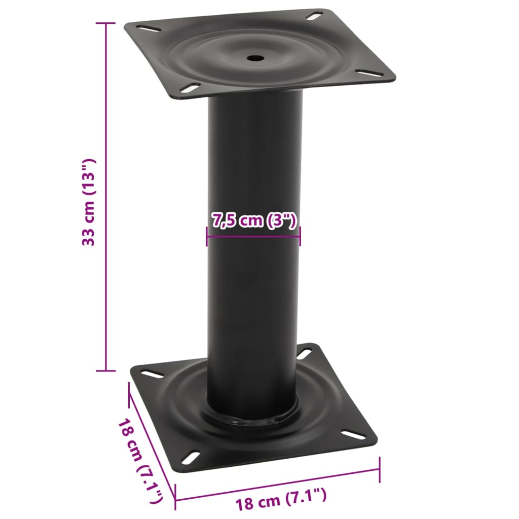 Boat Seat Pedestal Black 33 cm Steel