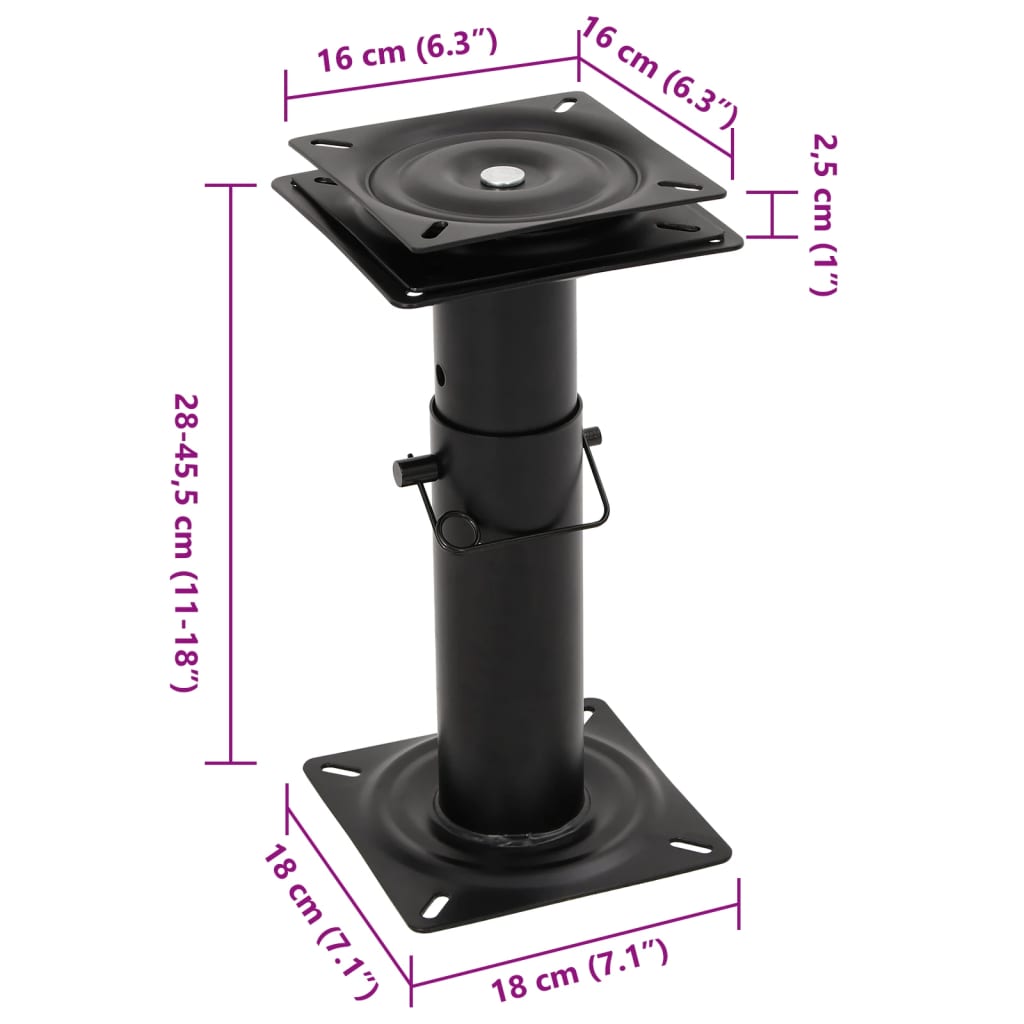 Boat Seat Pedestal with 360° Seat Swivel Adjustable Steel