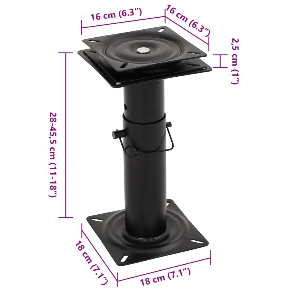 2 pcs Boat Seat Pedestals with 360° Seat Swivel Adjustable Steel