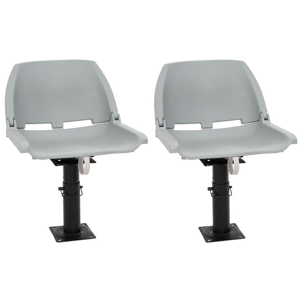 Boat Seats 2 pcs with Pedestal Height Adjustable 360° Rotatable
