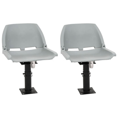 Boat Seats 2 pcs with Pedestal Height Adjustable 360° Rotatable