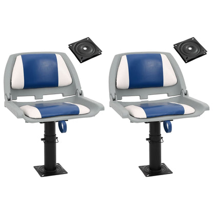 Boat Seats 2 pcs with Pedestal Height Adjustable 360° Rotatable