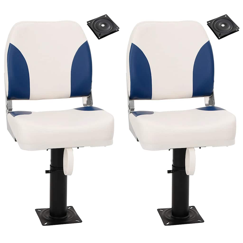 Boat Seats 2 pcs with Pedestal Height Adjustable 360° Rotatable