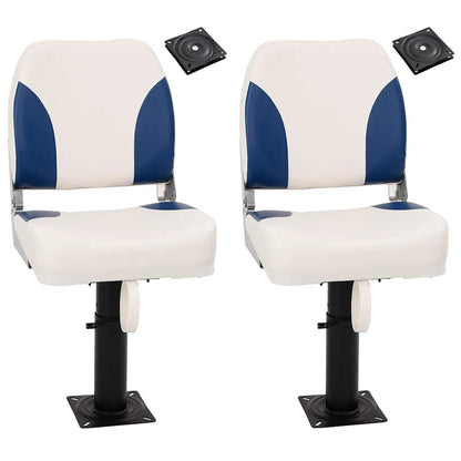 Boat Seats 2 pcs with Pedestal Height Adjustable 360° Rotatable