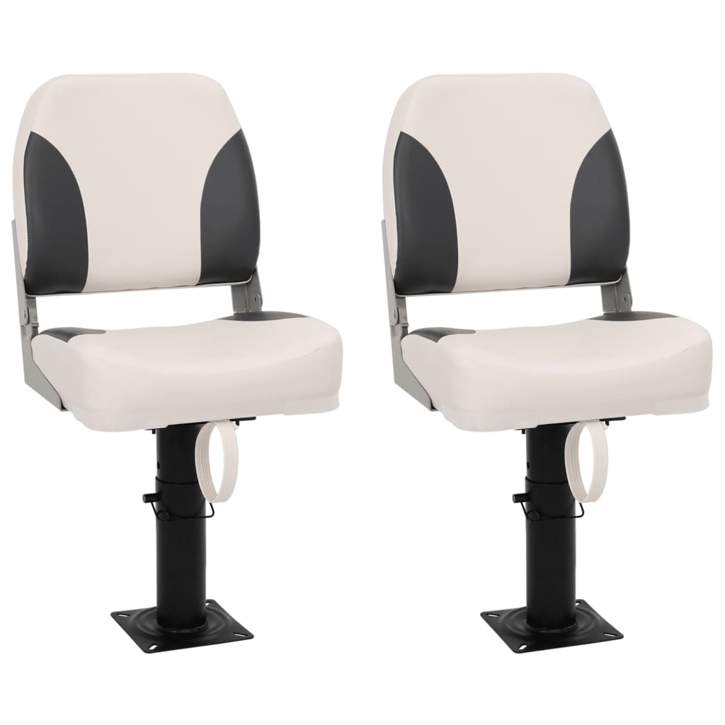 Boat Seats 2 pcs with Pedestal Height Adjustable 360° Rotatable