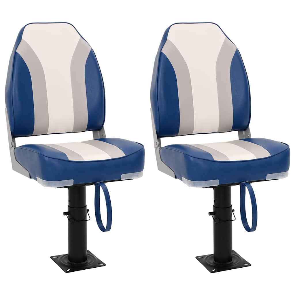 Boat Seats 2 pcs with Pedestal Height Adjustable 360° Rotatable