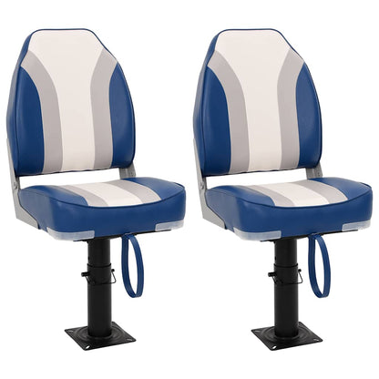 Boat Seats 2 pcs with Pedestal Height Adjustable 360° Rotatable