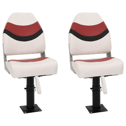 Boat Seats 2 pcs with Pedestal Height Adjustable 360° Rotatable