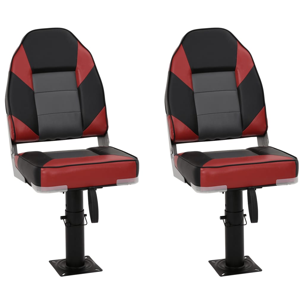 Boat Seats 2 pcs with Pedestal Height Adjustable 360° Rotatable