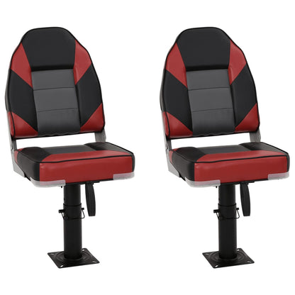 Boat Seats 2 pcs with Pedestal Height Adjustable 360° Rotatable