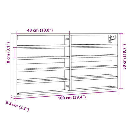 Vitrine Cabinet Black 100x8.5x50 cm Engineered Wood