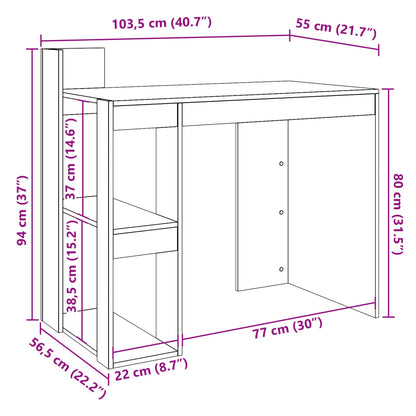 Office Desk Brown Oak 103.5x56.5x94 cm Engineered Wood