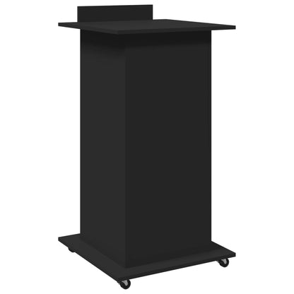 Lectern with Wheels & Drawer Black 55x55x107 cm Engineered Wood