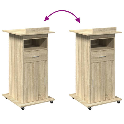 Lectern with Wheels & Drawer Sonoma Oak 55x55x107 cm