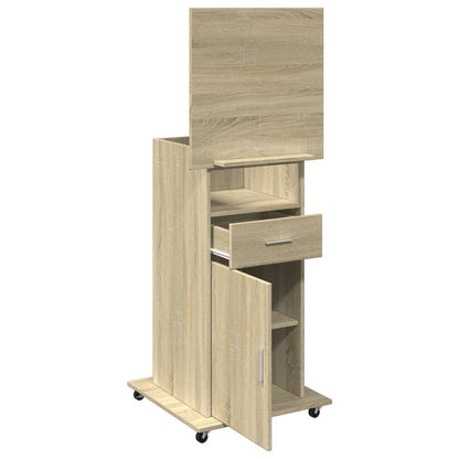 Lectern with Wheels & Drawer Sonoma Oak 55x55x107 cm