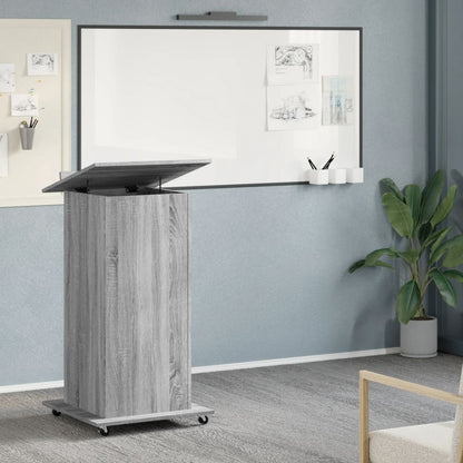 Lectern with Wheels & Drawer Grey Sonoma 55x55x107 cm