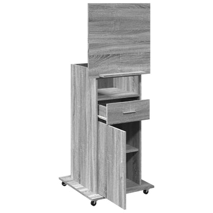 Lectern with Wheels & Drawer Grey Sonoma 55x55x107 cm