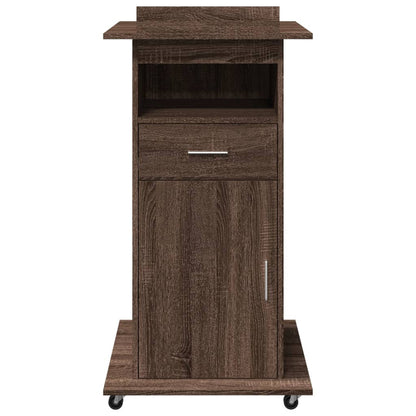 Lectern with Wheels & Drawer Brown Oak 55x55x107 cm Engineered Wood