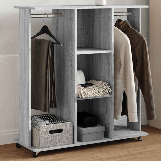 Wardrobe Grey Sonoma with Wheels 102x38x110 cm Engineered Wood