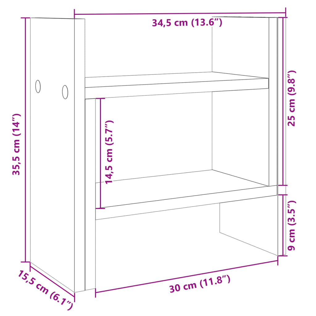 Desk Organiser White 34.5x15.5x35.5 cm Engineered wood