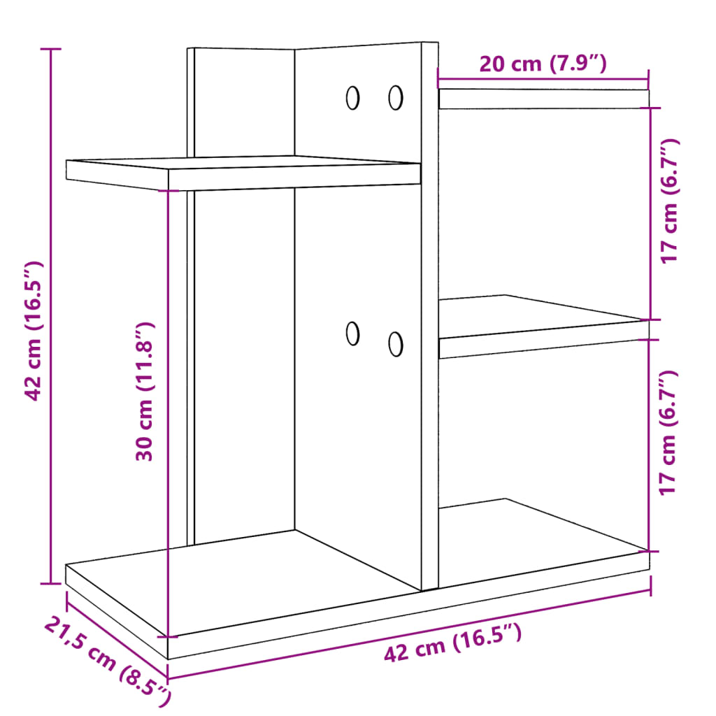 Desk Organiser Grey Sonoma 42x21.5x42 cm Engineered wood