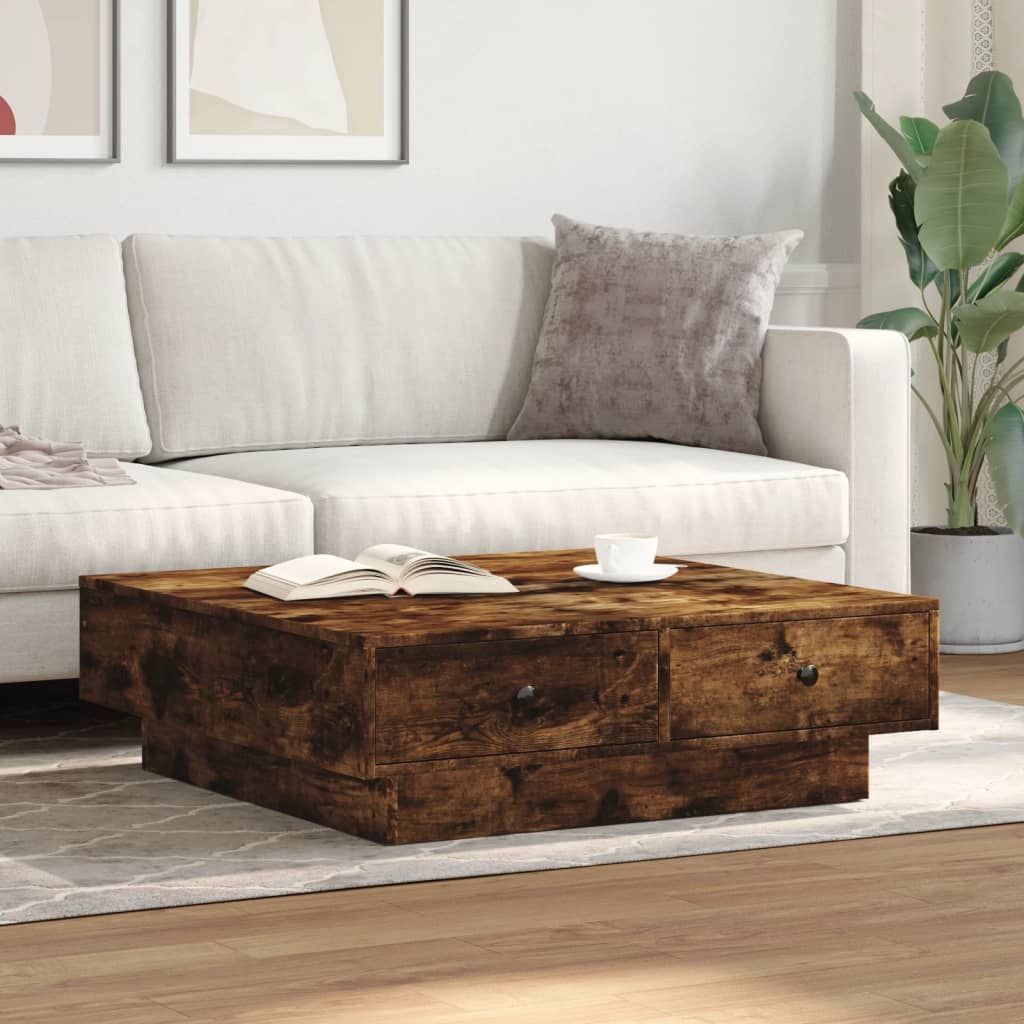 Coffee Table Smoked Oak 90x90x28 cm Engineered Wood