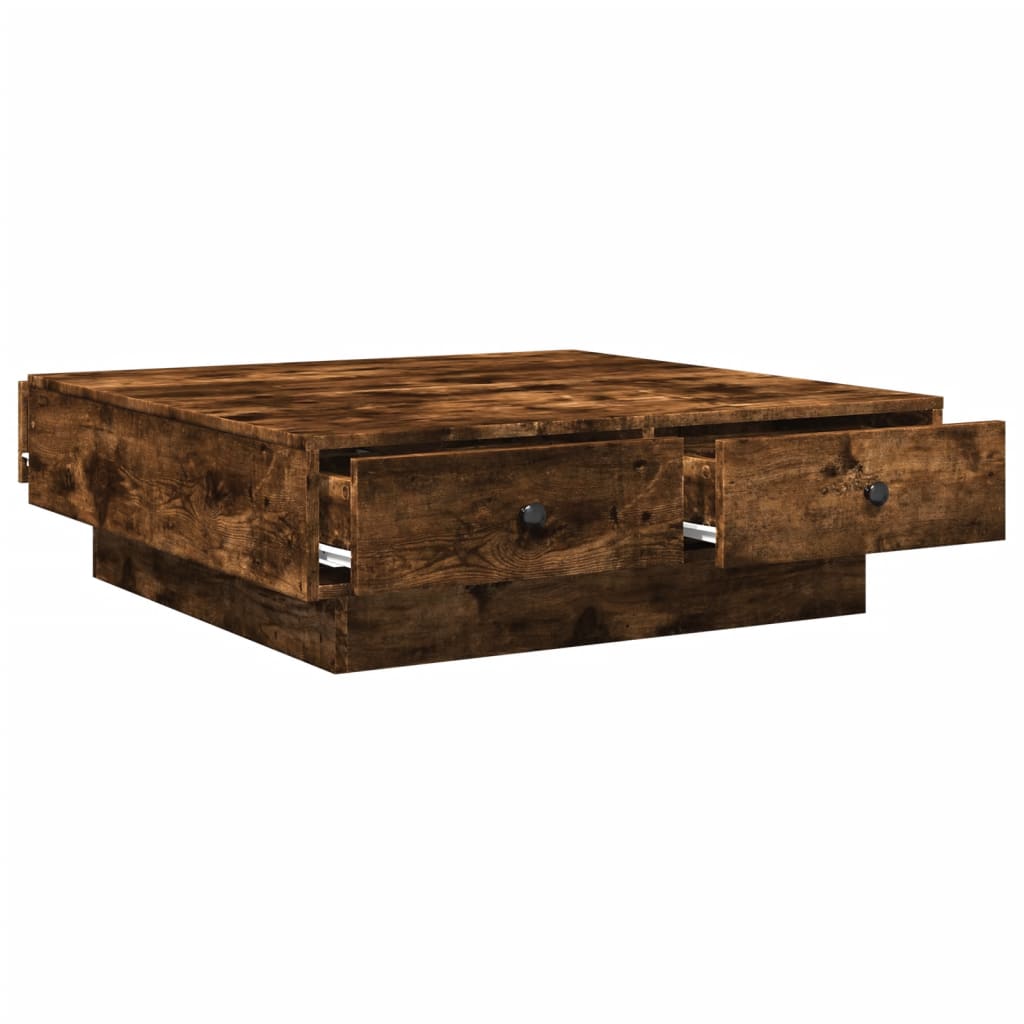 Coffee Table Smoked Oak 90x90x28 cm Engineered Wood