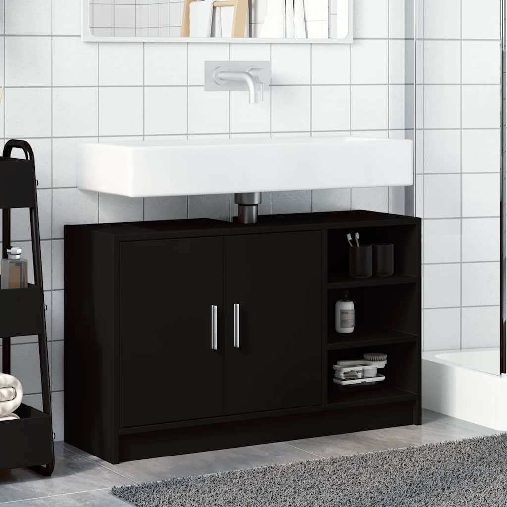 Sink Cabinet Black 90x29x55 cm Engineered Wood