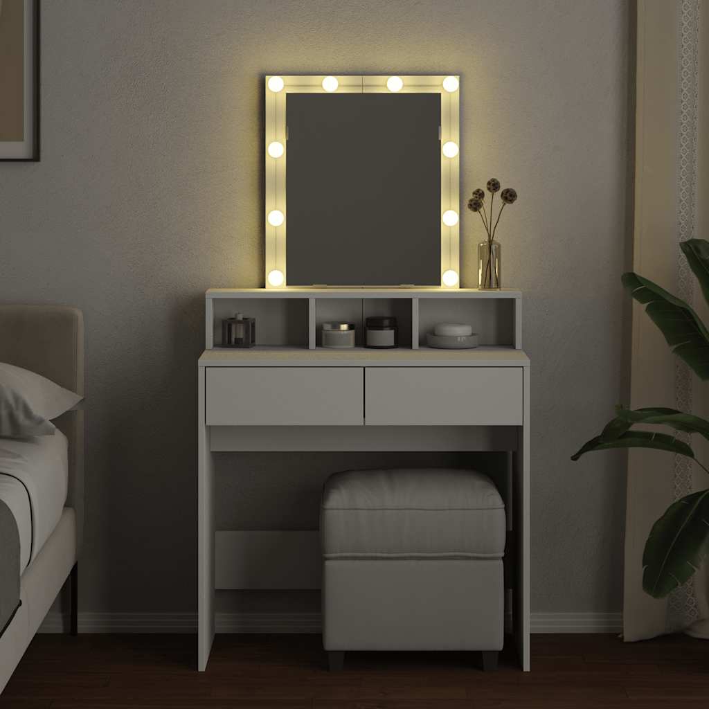 Dressing Table with LED White 80x41x144,5 cm