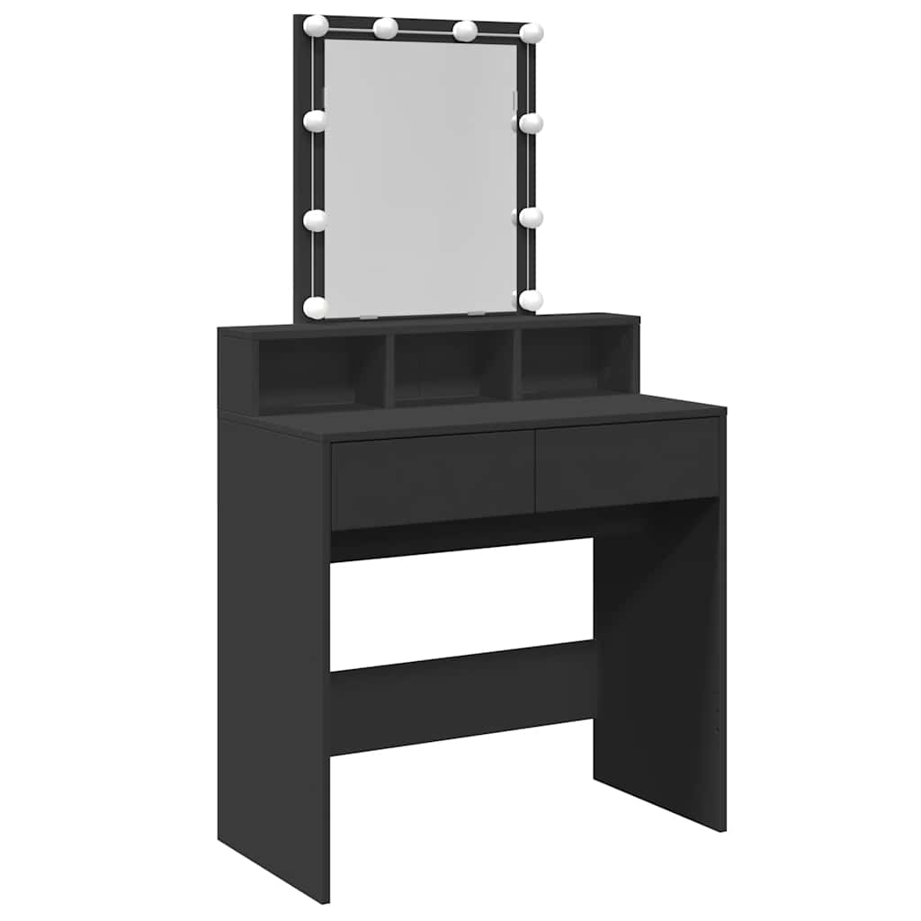 Dressing Table with LED Black 80x41x144,5 cm