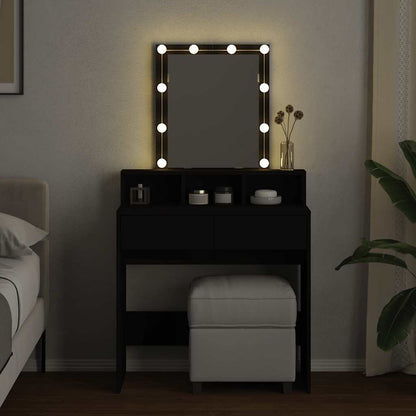 Dressing Table with LED Black 80x41x144,5 cm