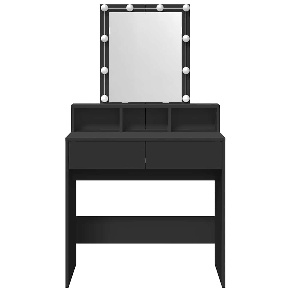 Dressing Table with LED Black 80x41x144.5 cm