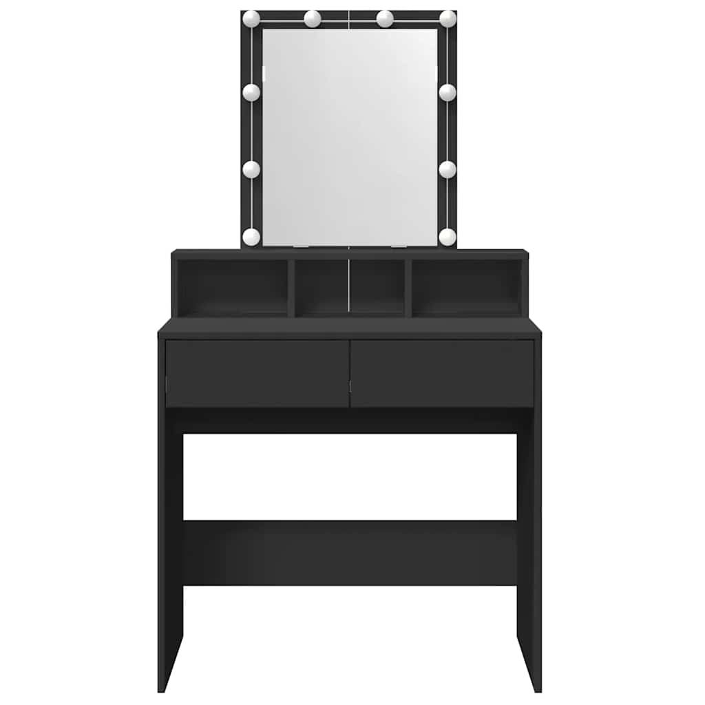 Dressing Table with LED Black 80x41x144,5 cm