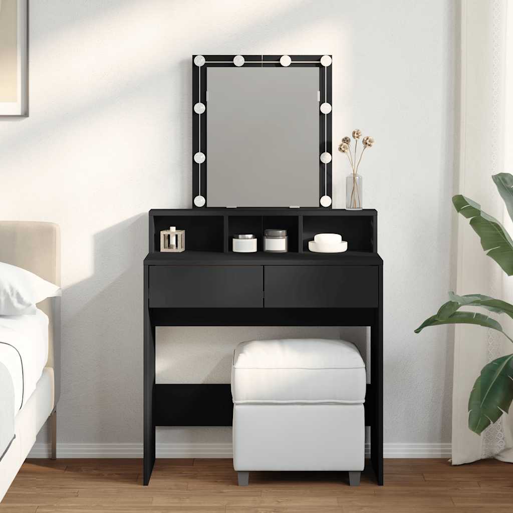 Dressing Table with LED Black 80x41x144,5 cm