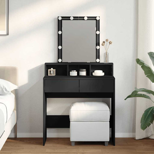Dressing Table with LED Black 80x41x144,5 cm