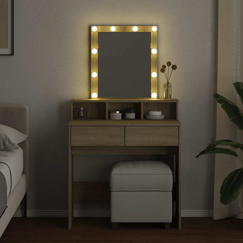 Dressing Table with LED Sonoma Oak 80x41x144,5 cm