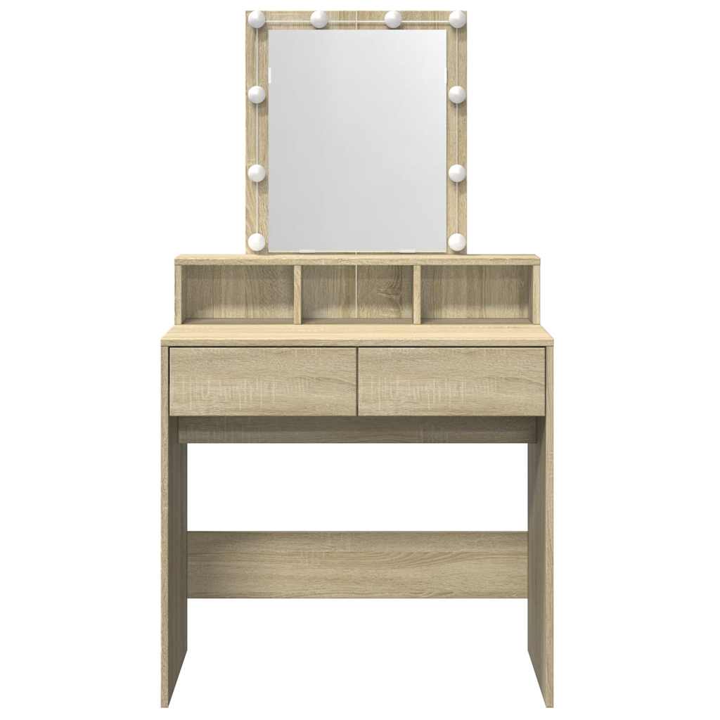 Dressing Table with LED Sonoma Oak 80x41x144,5 cm