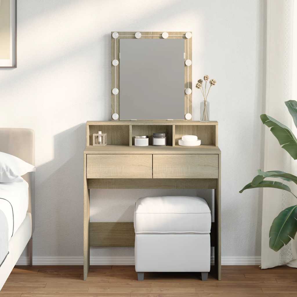 Dressing Table with LED Sonoma Oak 80x41x144,5 cm