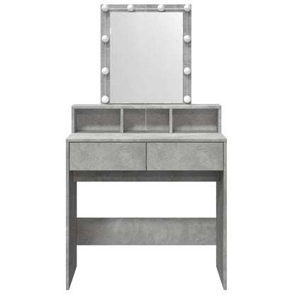 Dressing Table with LED Concrete Grey 80x41x144.5 cm