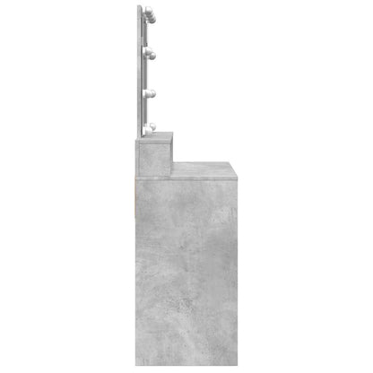 Dressing Table with LED Concrete Grey 80x41x144.5 cm